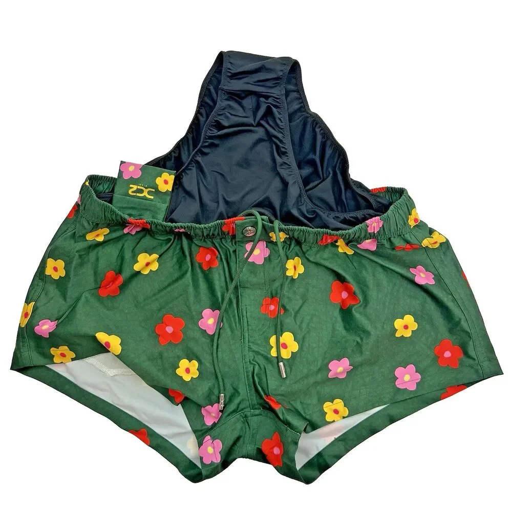 DC2 Miami Swim Mini Shorts Mens Size 2XL Green Floral Buy Myself Flowers Print